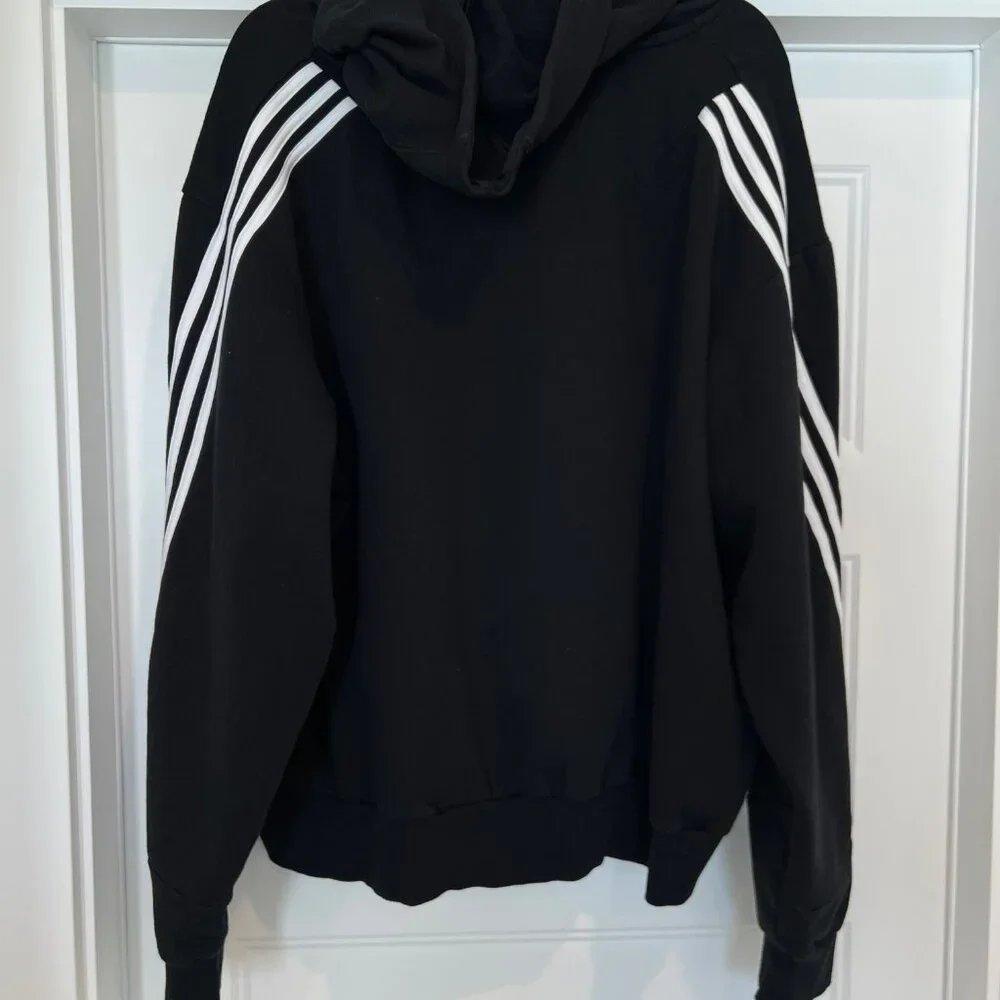 Adidas Men Size 2XL Huskies Black Duo Bars Lifestyle Pullover Hooded Sweatshirt
